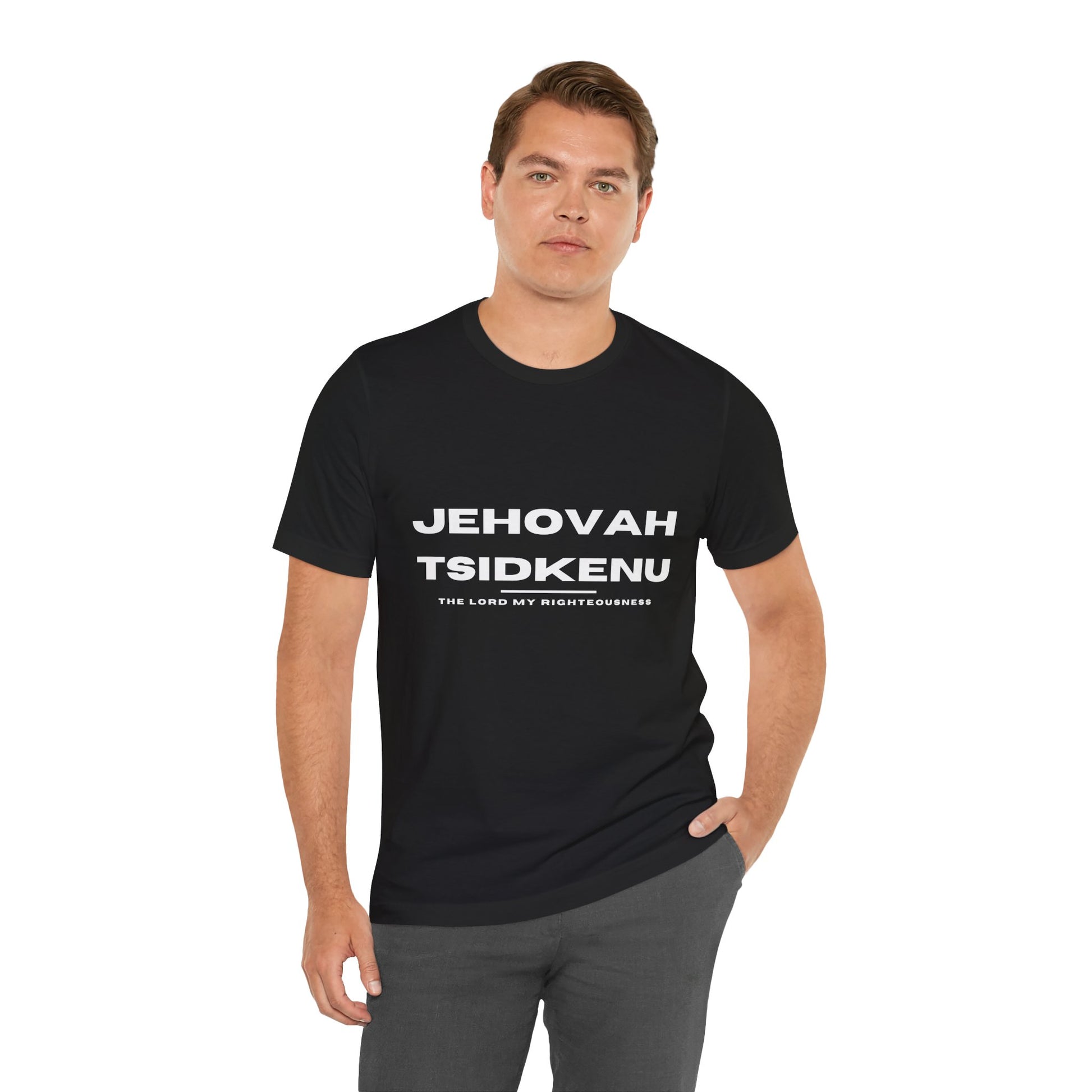 Jehovah Tsidkenu Christian t-shirt, the Lord our righteousness, Bible-based faith apparel