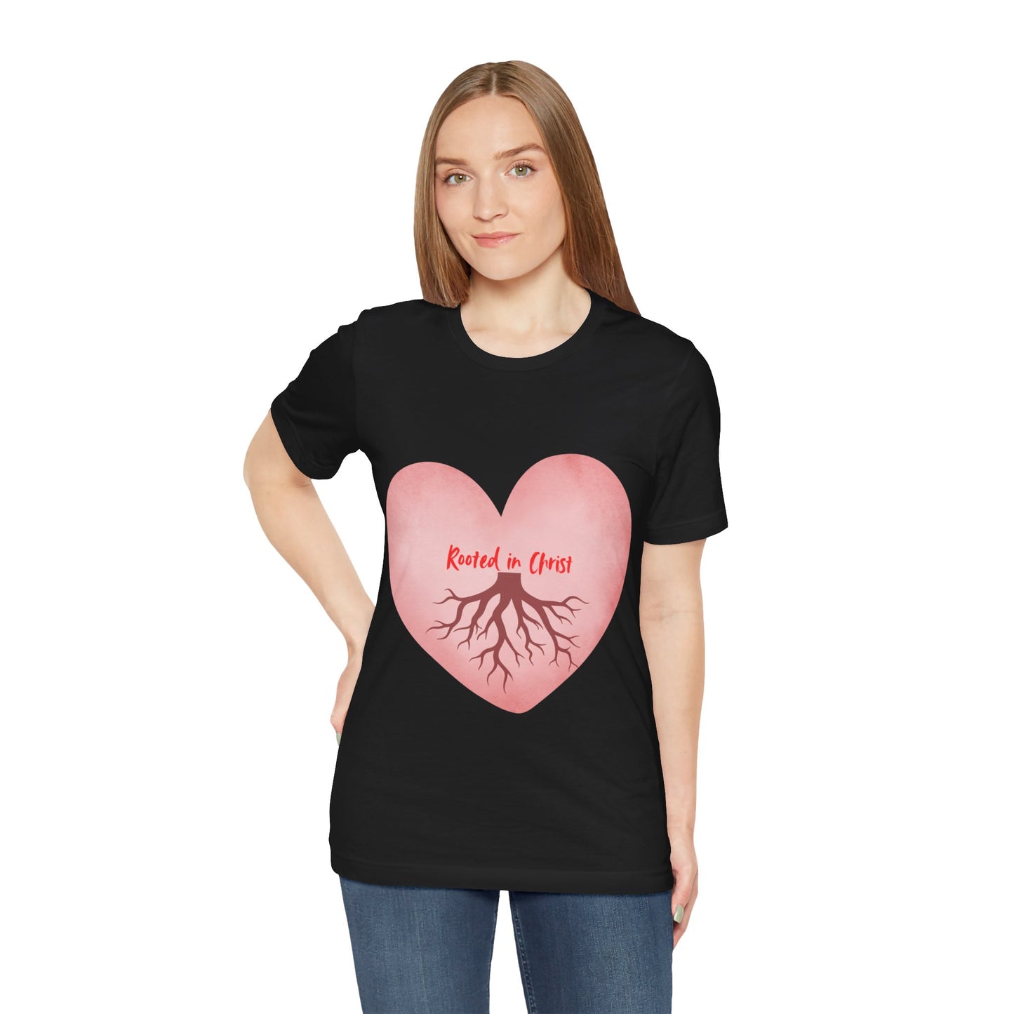 Love rooted in Christ Christian t-shirt, faith-based inspirational apparel for believers