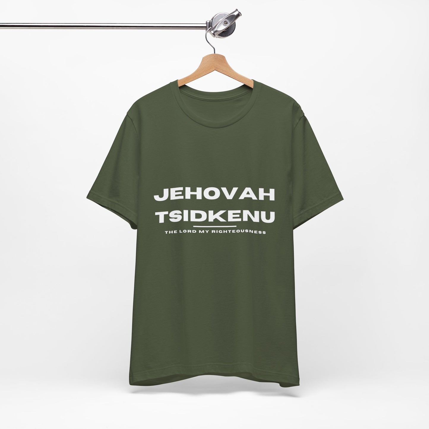 Jehovah Tsidkenu Christian t-shirt, the Lord our righteousness, Bible-based faith apparel