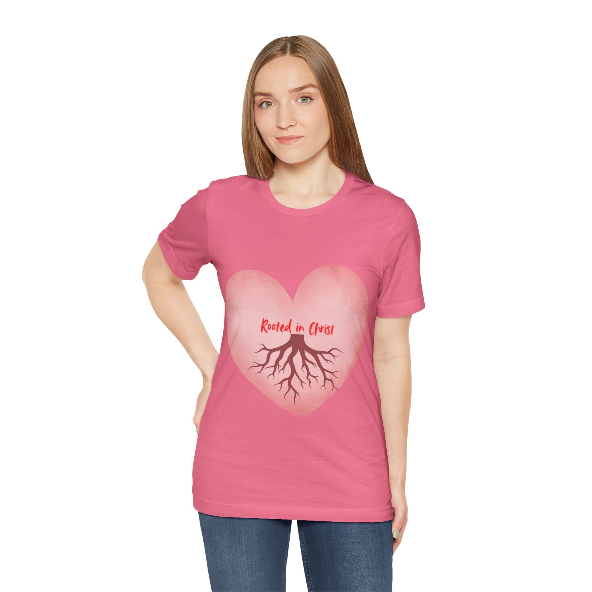 Love rooted in Christ Christian t-shirt, faith-based inspirational apparel for believers