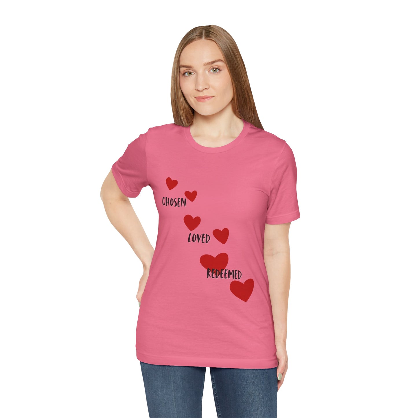 Chosen loved redeemed Christian t-shirt, identity in Christ faith apparel, inspirational shirt
