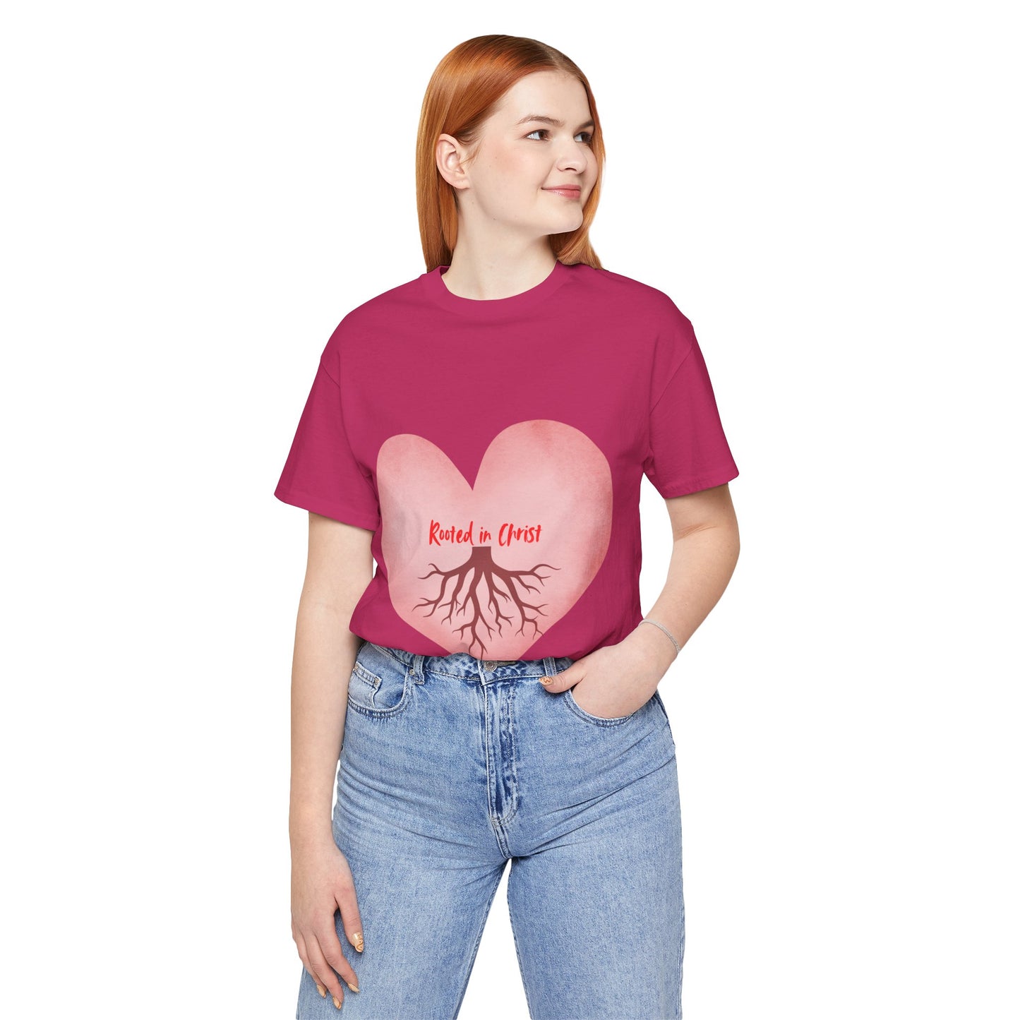 Love rooted in Christ Christian t-shirt, faith-based inspirational apparel for believers