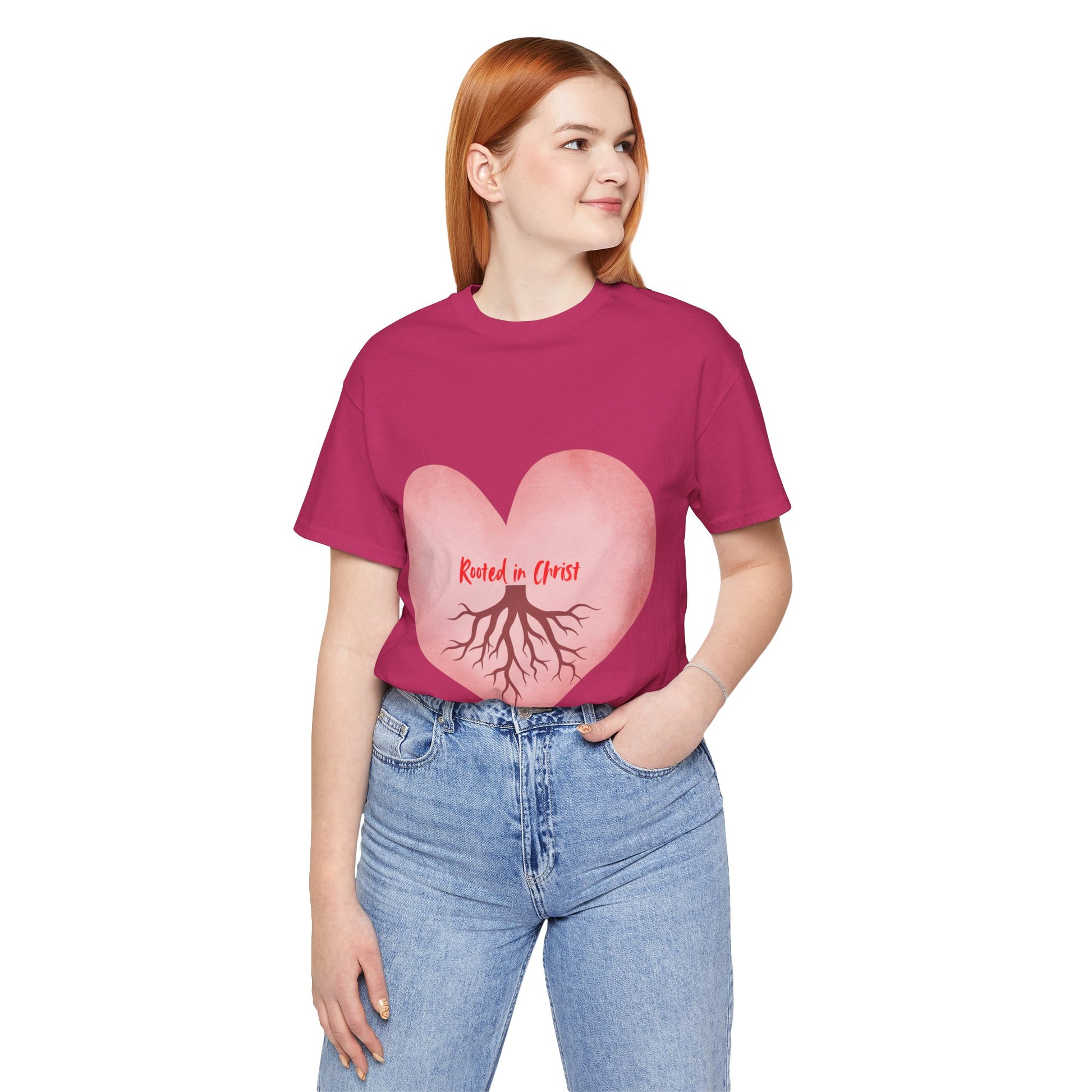 Love rooted in Christ Christian t-shirt, faith-based inspirational apparel for believers