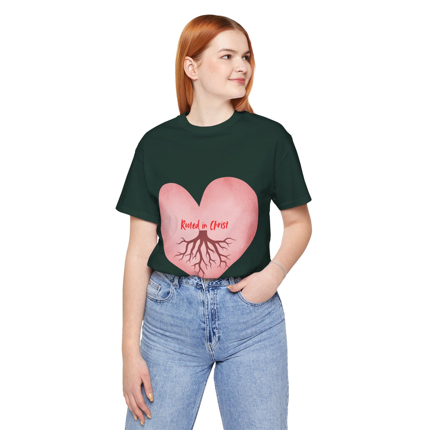 Love rooted in Christ Christian t-shirt, faith-based inspirational apparel for believers