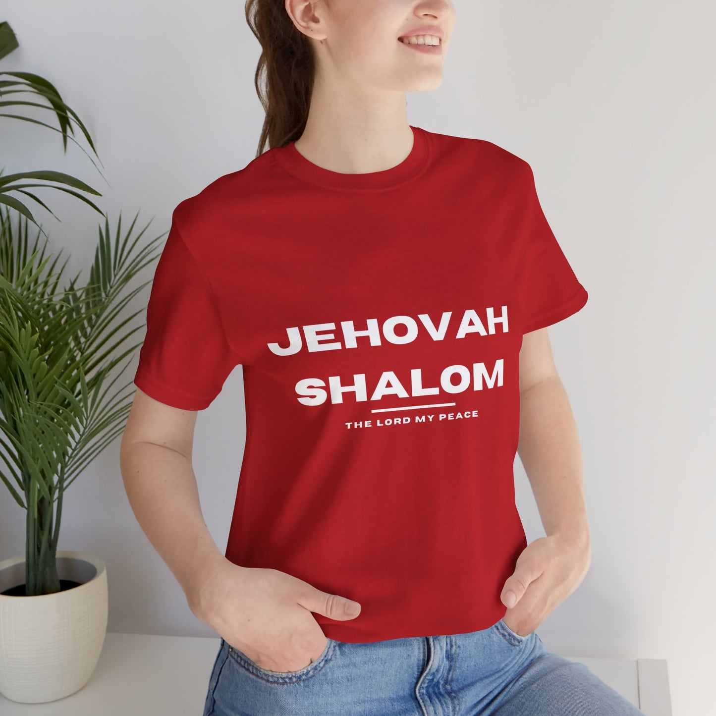 Jehovah Shalom Christian t-shirt, God is peace faith-based shirt, calming Christian apparel