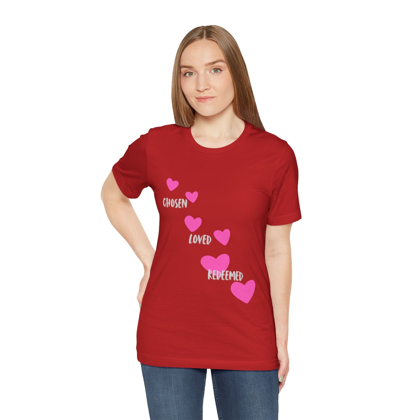 Chosen loved redeemed Christian t-shirt, identity in Christ faith apparel, inspirational shirt