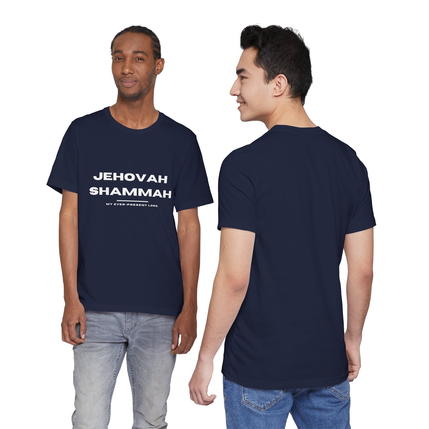 Jehovah Shammah Christian t-shirt, the Lord is there Bible name of God shirt, faith apparel