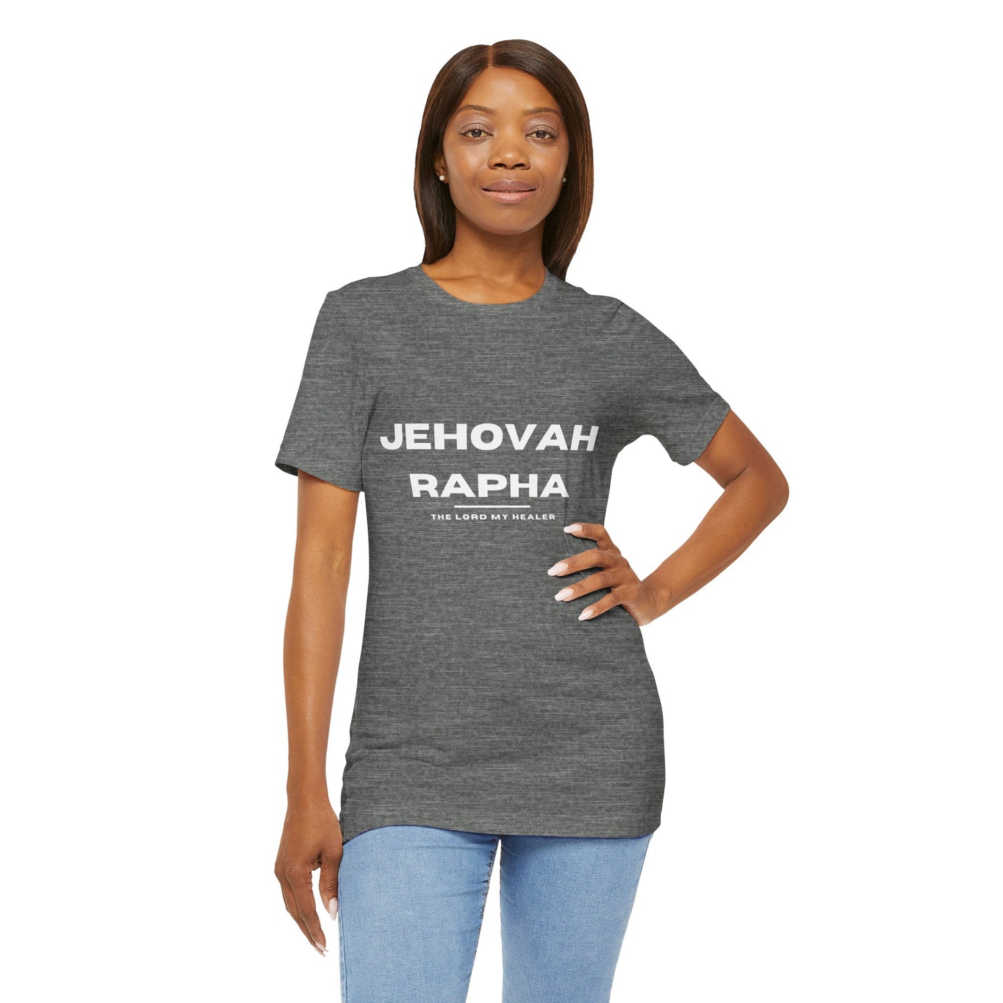 Jehovah Rapha Christian t-shirt, the Lord who heals shirt, faith-based healing message apparel. 